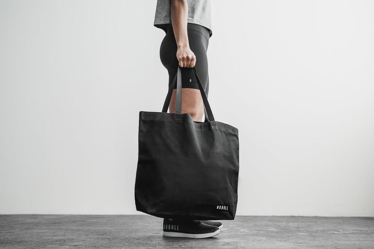 Nobull Waxed Canvas Open Top Tote Men's Bags Black | Australia (AF6031)